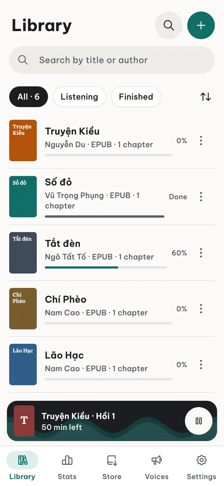 The LeziBook library in English: The Tale of Kiều in progress, Số đỏ, Tắt đèn, Chí Phèo and a mini player