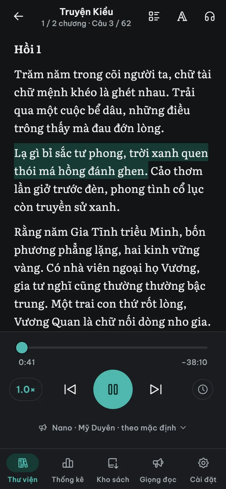 Màn đọc nền tối